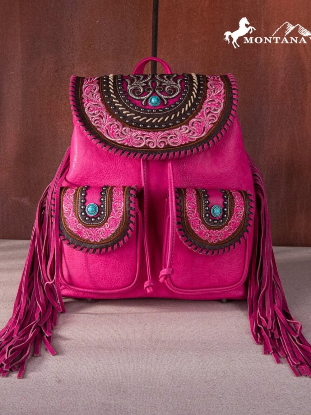 Montana West Floral Embroidered Collection Backpack -  Hot Pink